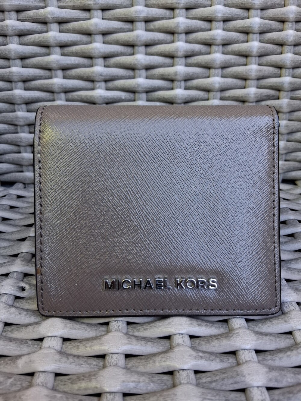 NEW Michael Kors  Brown Saffiano Leather Wallet with Silver Logo